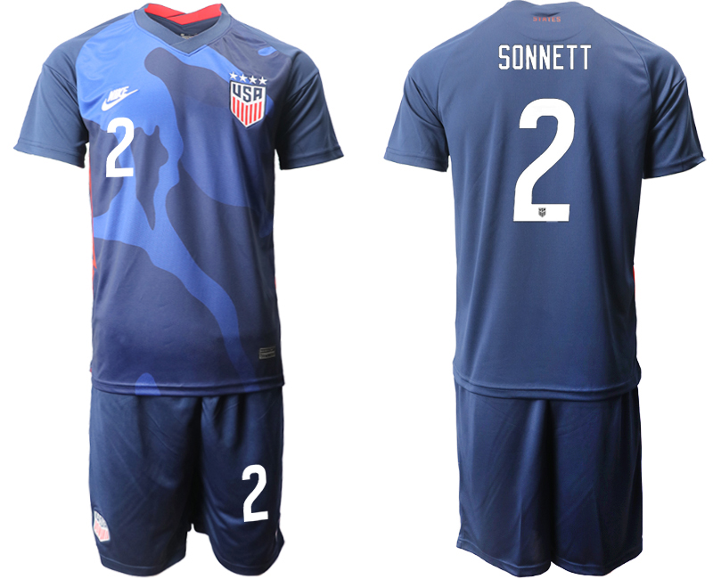 Men 2020-2021 Season National team United States away blue #2 Soccer Jersey